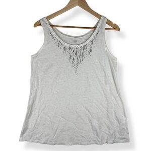 Eileen Fisher Tank Top Womens Size Small 100% Linen Sequins Relaxed‎  Resort